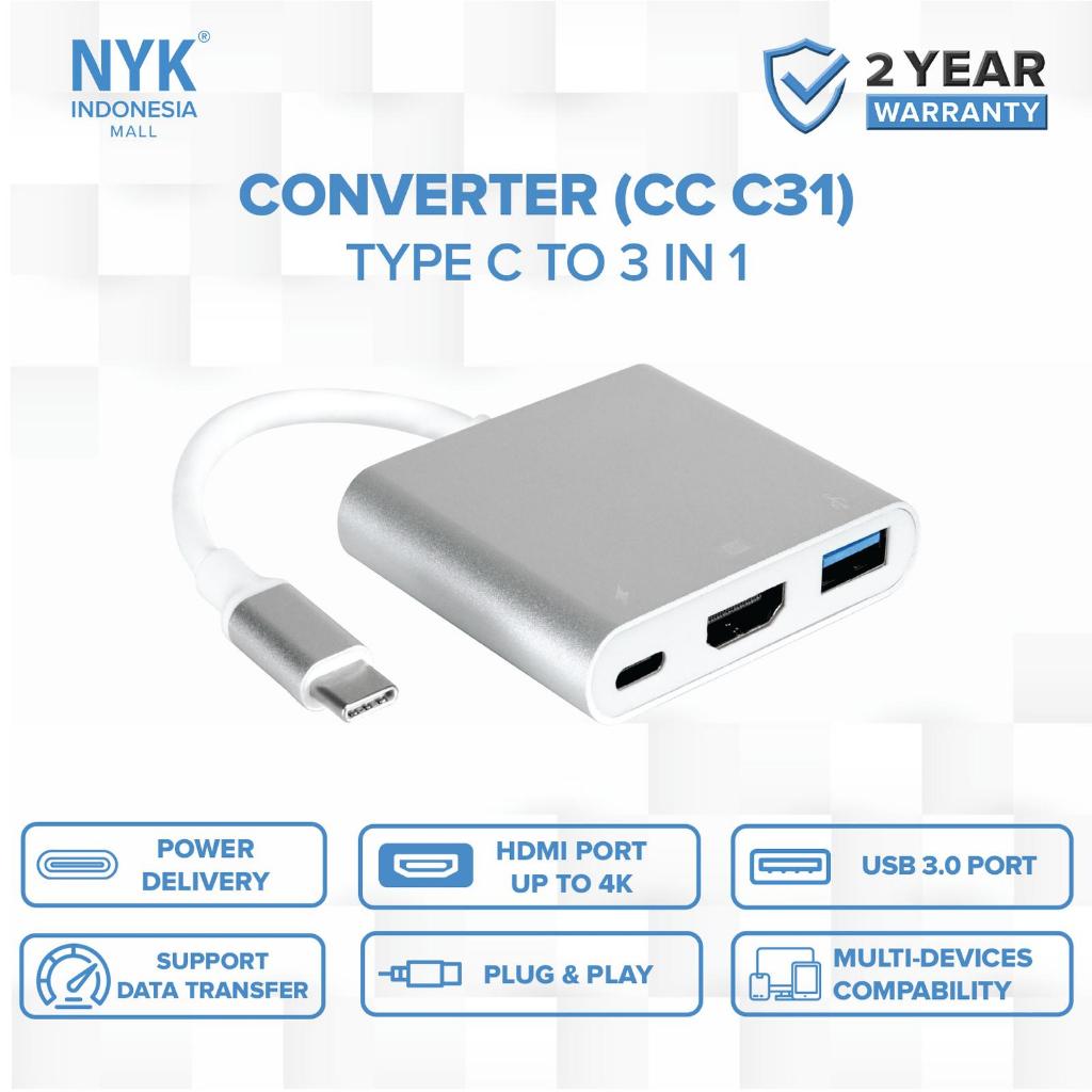 NYK Converter 3 in 1 USB 3.0 Type C เป็น HDMI 4K HC7