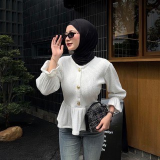 Eveline Top Blouse Yuna Fit Body Strech Kancing Aktif