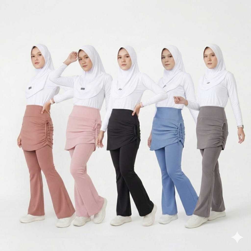 มุสลิมผู้หญิง Drawstring Cutbray กระโปรงกางเกงกีฬา OUTFIT Sporty Tennis Gym Zumba Padel Jogging