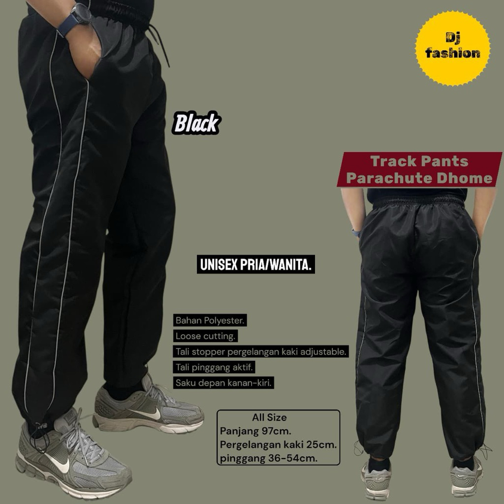 NO CANCEL• Tracks Pants Parachute Dhome by dj• กางเกงร่มชูชีพสําหรับบุรุษและสตรีที่เรียบง่าย