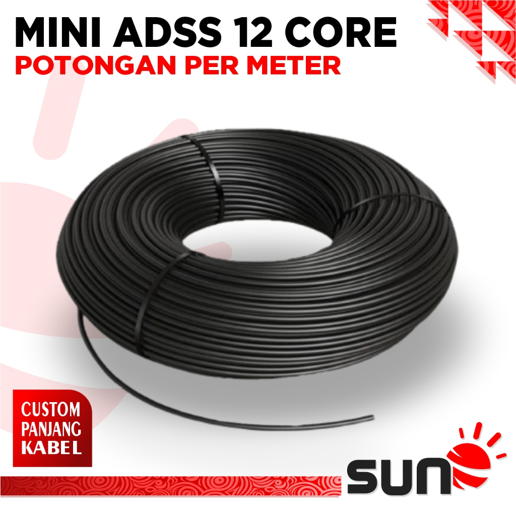 Mini ADSS 12 Core 1 หลอดขายปลีก / ตัด G652D SPAN 150 - สายไฟเบอร์ออปติก FTTH FTTH FTTx