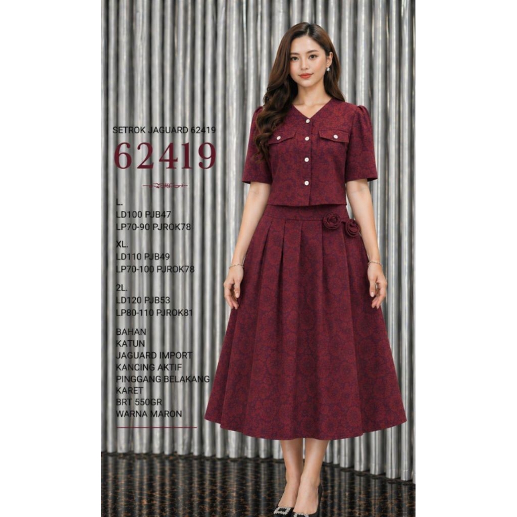 JP 62419 / DS 19451 JAGUARD SKIRT SET L-2L FLOWER MOTIF