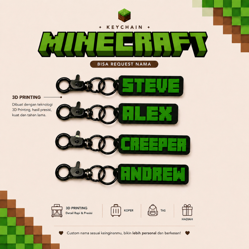 FAST PROCESS - 3D MINECRAFT KEYCHAIN