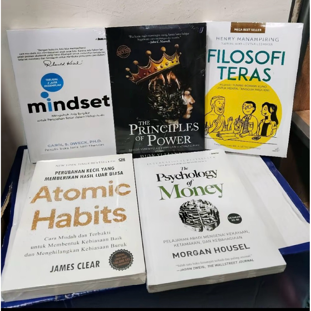 บรรจุุภัณฑ์ 5 เล่ม, MINDSET, ATOMIC HABIT, PRINCIPLES OF POWER, PHILOSOPHY OF TERAS, PSYCHOLOGY OF M