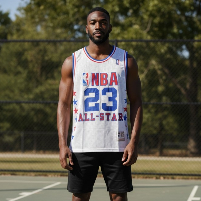 PREMIUM IMPORTED CLASSIC BASKETBALL JERSEY HWC ALLSTAR 03 23 MICHAEL JORDAN WHITE MN