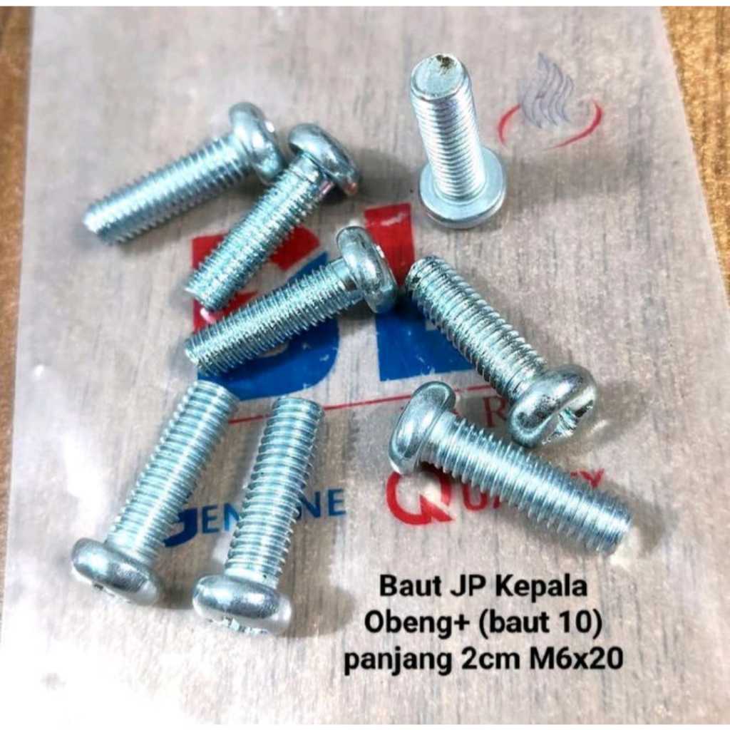 (50 - 100 ชิ้น) JP Bolts หัวไขควง + M6x20 / Bolts 10 ยาว 2 ซม.
