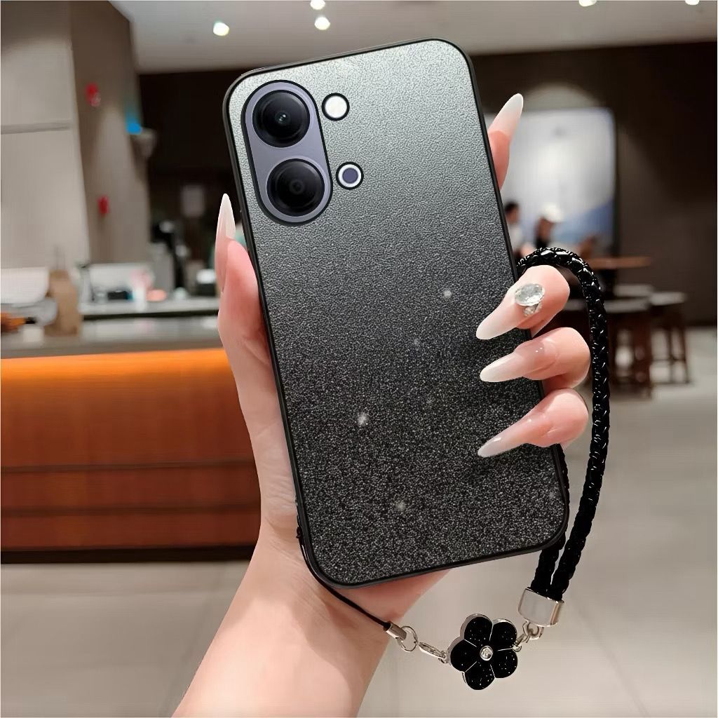 VIVO Y05 Premium Silicone Glitter Casing ฟรี LANYARD