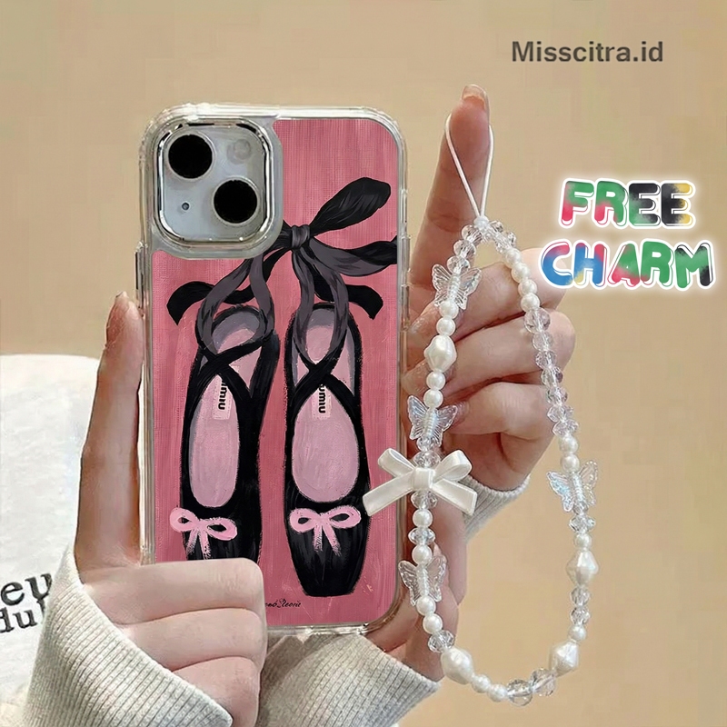 ฟรี CHARM COQUETTE RIBBON BALLET รองเท้า MIRROR HEBE สําหรับ REALME 7i C11 C12 C15 C17 C20 C21Y C25 