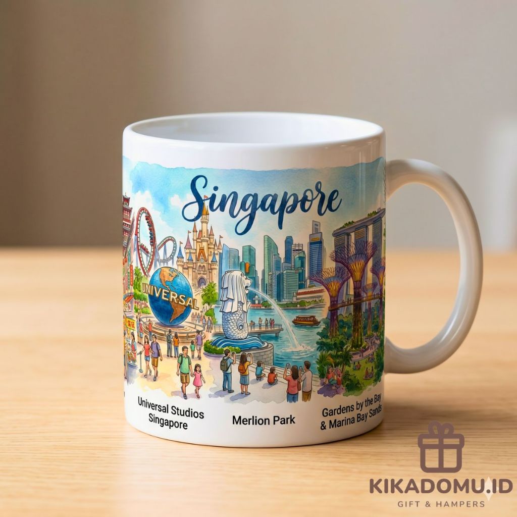 แก้วกาแฟ สินค้า singapore cheramic tea MUG Gardens by the Bay and Marina Bay Sands, Merlion Park, Je