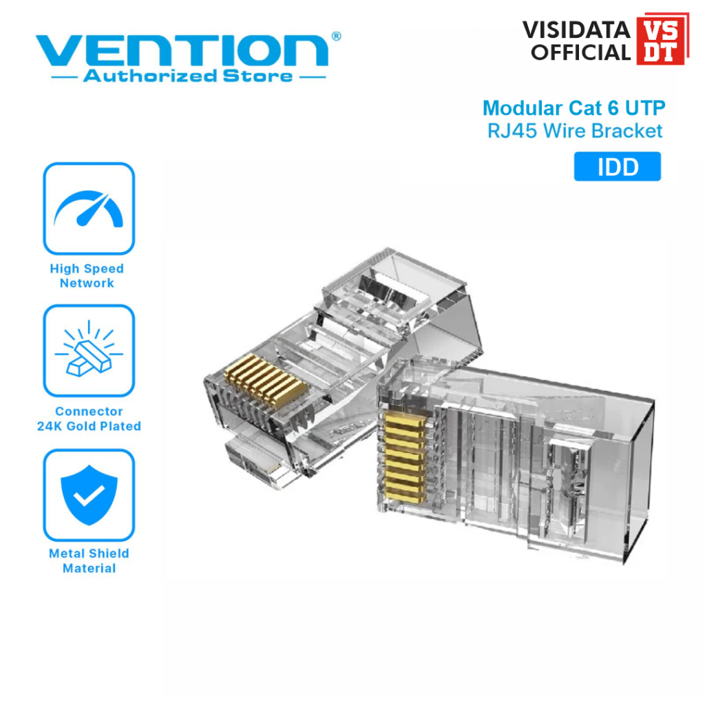 Vention IDDR0 RJ45 Connector Modular Plug UTP CAT 6 UTP LAN Connector - 1 แพ็ค มี 100 ชิ้น - การรับป
