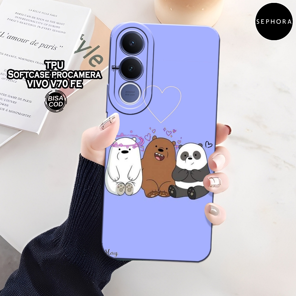 HP เคส VIVO V70 FE 2026 ใหม่ล่าสุด - เคสแฟชั่น Bear - Softcase VIVO V70 FE 2026 - เคสกล้อง Pro - เคส