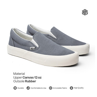 Brick Mansions - Slip On Mission Grey White Sepatu Sneakers Casual Pria Wanita