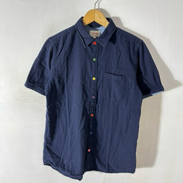 KEMEJA BEAMS NAVY SHORT SHIRT