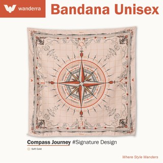 Bandana Scraf Slayer - Soft Gold, Motif Compass Journey, Nyaman Dipakai, Multifungsi
