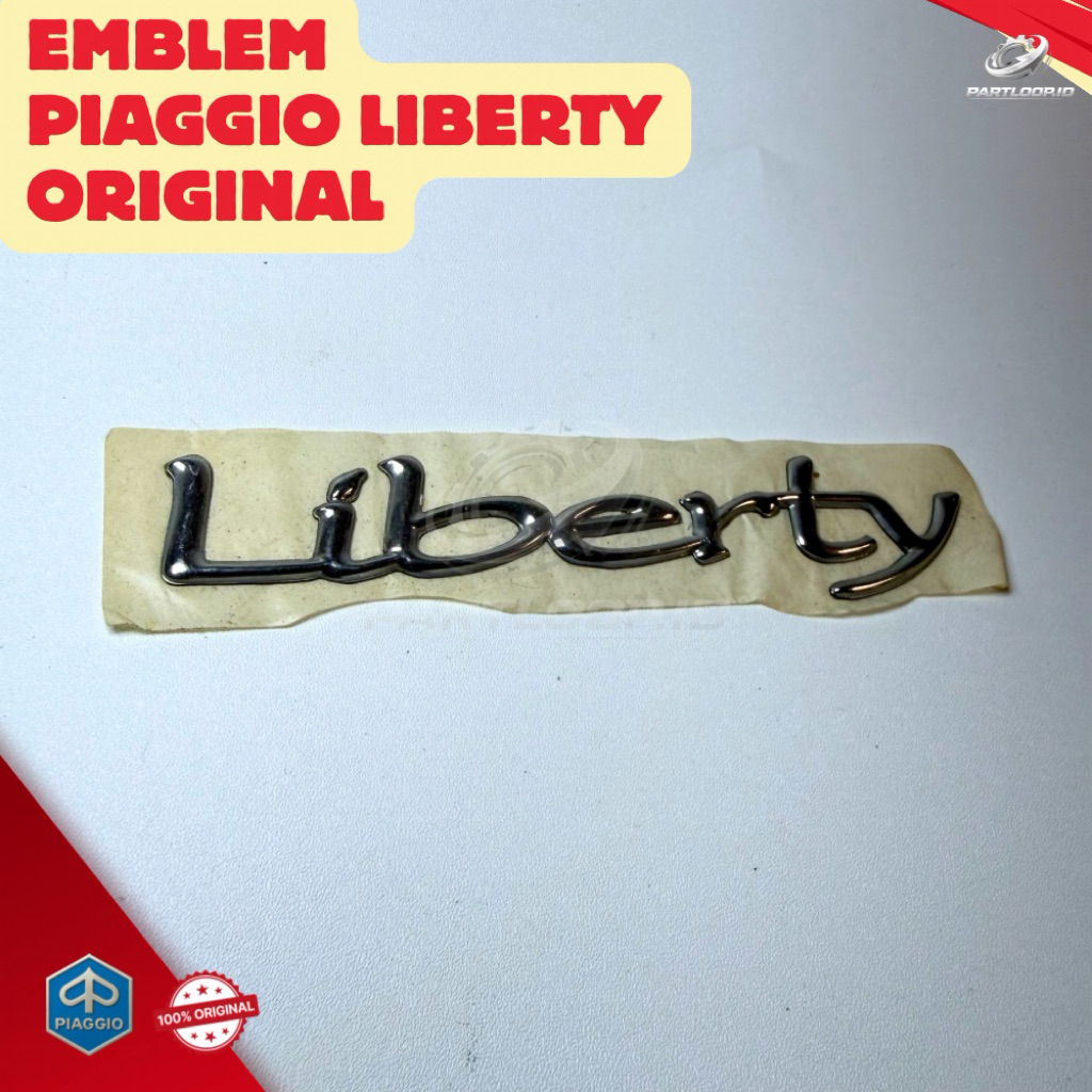 สัญลักษณ์สติ๊กเกอร์โลโก้ Piaggio Liberty ดั้งเดิมพร้อมการเขียนตัวรถจักรยานยนต์ Piaggio Liberty