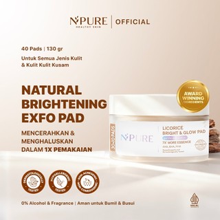 NPURE Glowing Gentle Exfoliation Licorice Pad 40 pcs / Niacinamide /Kapas Eksfoliasi / Kulit Kusam / Komedo / Kulit halus / Blackheads / Exfoliating / Anti komedo / No Alcohol Fragrance /Hypoallergenic / Dermatologically / Aman Bumil Busui / HALAL