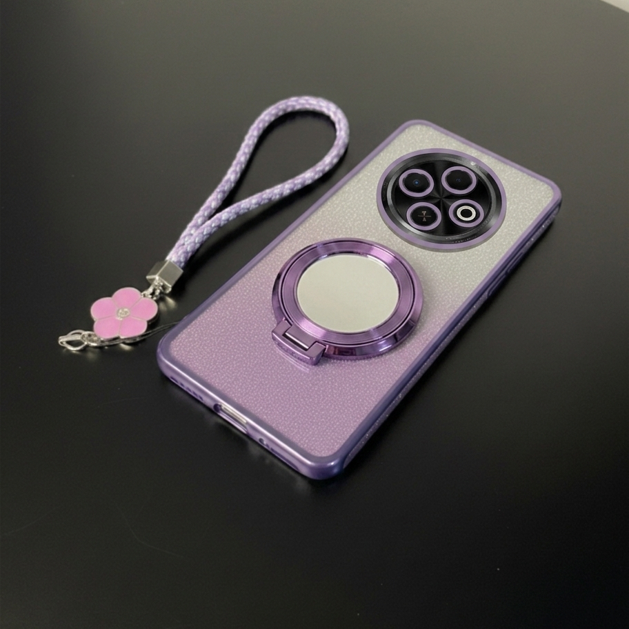 Tecno Spark 30C 30 Pro 20C 20 Pro Luxury Glitter แหวนกระจกฟรีเชือกเส้นเล็กดอกไม้