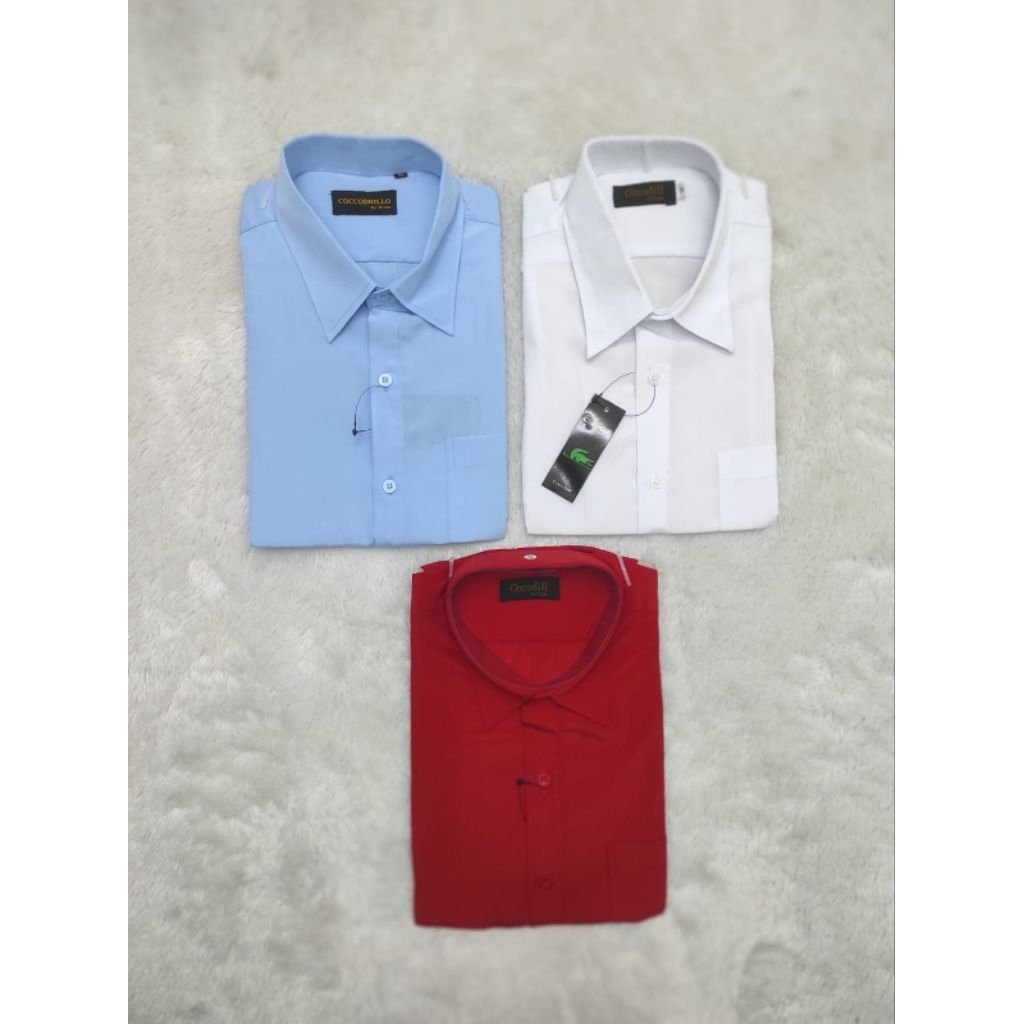 KEMEJA MERAH COCODILL ไซส์ M- XL PLAIN SHORT SHIRT FOR MEN / FORMAL SHORT SHIRT FOR MEN / PLAIN LIGH