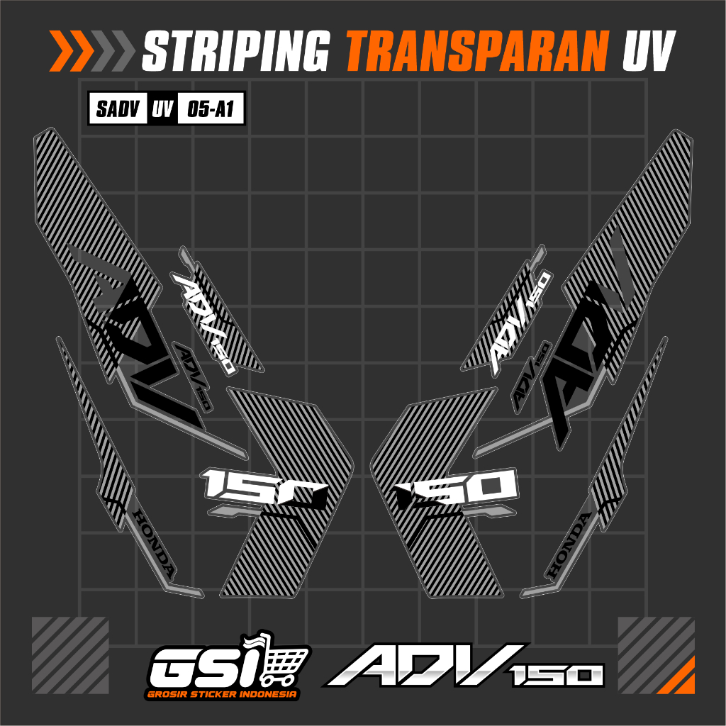 สติ๊กเกอร์แถบ UV TRANSPARKENT ADV 150 BAHAHN MAXDECAL PREMIUM - การออกแบบล่าสุด ADV 150 STRIPING VAR