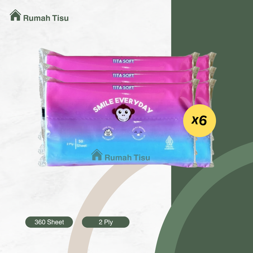 [6 PACK PACK PACK PACKAGE] Tita Soft Travel Pack Tissue 50 แผ่น 2 ชั้นประหยัดกว่า ถูกสุขอนามัยและปลอ