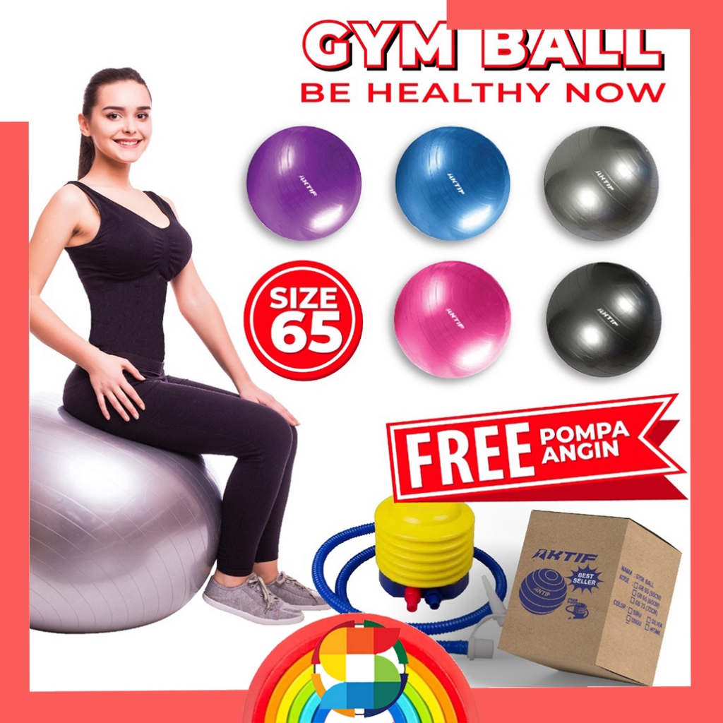 Active Gym ball สําหรับสตรีมีครรภ์ / ยิมบอล / ลูกบอลออกกําลังกายโยคะ ขนาด 65 ซม. BONUS PUMP (ขนาดกลา