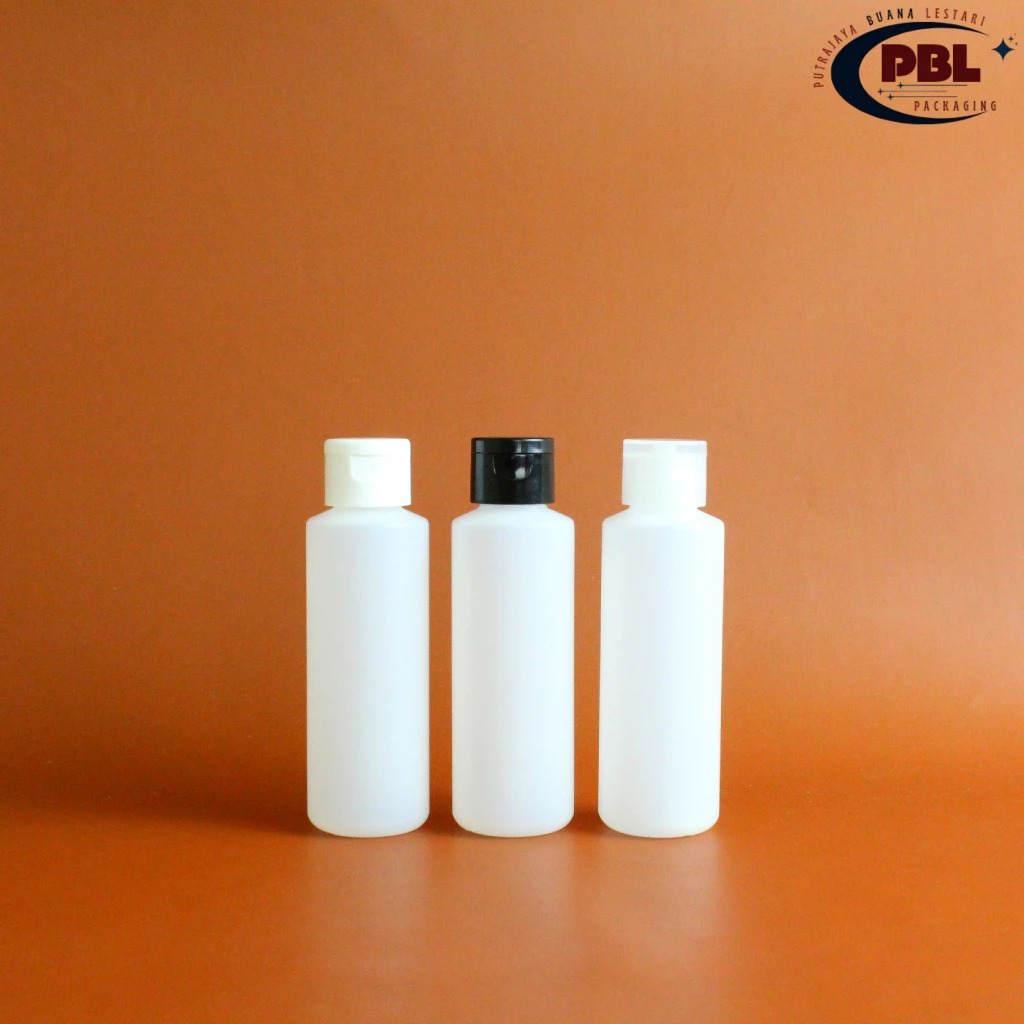 ขวดฟลิปทอป HDPE Natural 100 มล. / ขวดพลาสติก 100 มล. - คอเรียบ/ธรรมดา 24 ฝาพลิก / ขวดโทนเนอร์ 100 มล