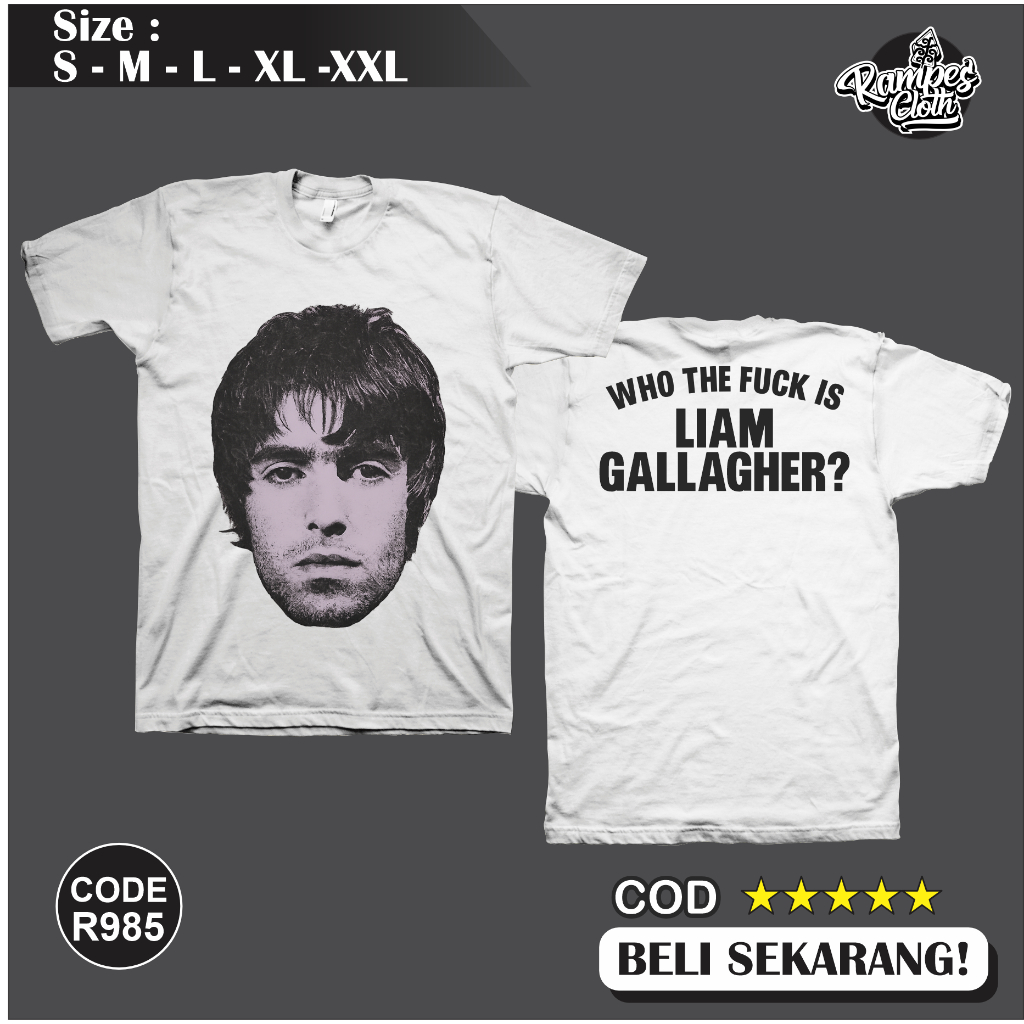 Oasis Liam Gallagher Distro เสื้อยืด - Liam gallagher Cotton Combed 30s เสื้อยืดพรีเมี่ยม R985