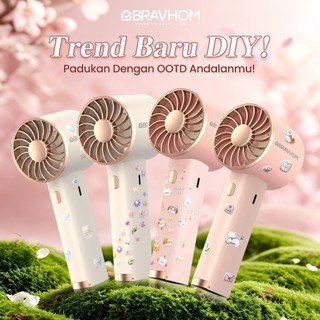 BRAVHOM Kipas Angin Mini 3IN1 Kipas Estetika +5DStiker Lucu Powerbank 3600mAh Aromaterapi Lampu FN16
