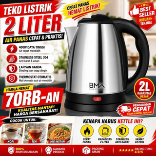 (Ready Instant) Teko Listrik Pemanas Air 2Liter 220-240v 500watt