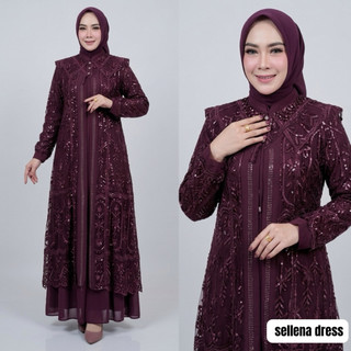 sellena dress ceruty babydoll mix brukat plus swarov  cocok untuk  pesta dan formal dress brukat simple elegan