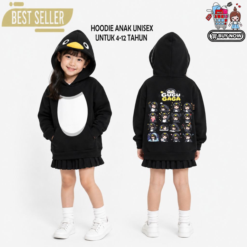 GUGU GAGA JACKET GUGUGAGA PENGUIN CHILDRENS HOODIE JACKET