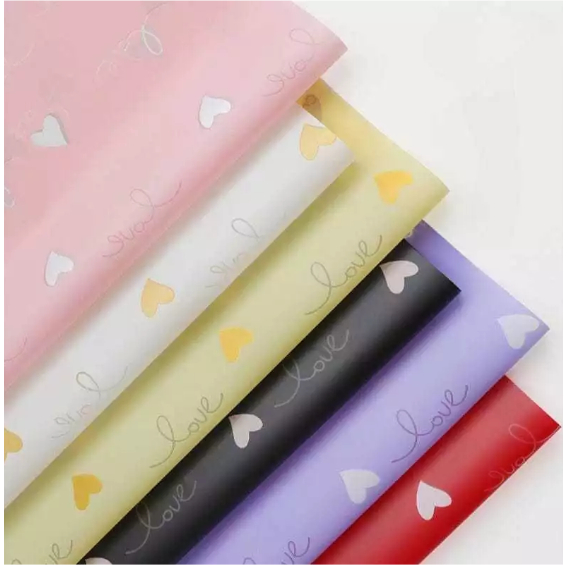 FLOWER WRAPPING PAPER CELLOPHANE PAPER FLOWER BOUQUET ป้าย LOVE CELOPHANE PAPER BOUQUET