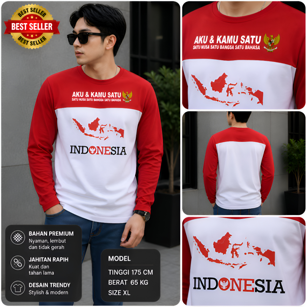เสื้อยืด MERAH สีแดงและสีขาวของ INDONESIA 17 AUGUST ผู้ใหญ่และ CHILDREN JUMBO SIZE UP TO 7XL