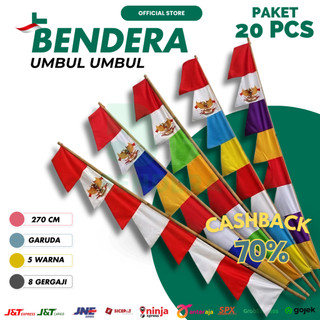 PAKET 20 PCS | Umbul Umbul Garuda 3 Meter | 8 Mata Gergaji | Warna Lengkap