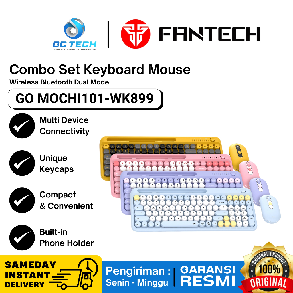 Fantech GO MOCHI101 WK899 Combo Set คีย์บอร์ดเมาส์ไร้สายบลูทูธ Dual Mode Original Warranty