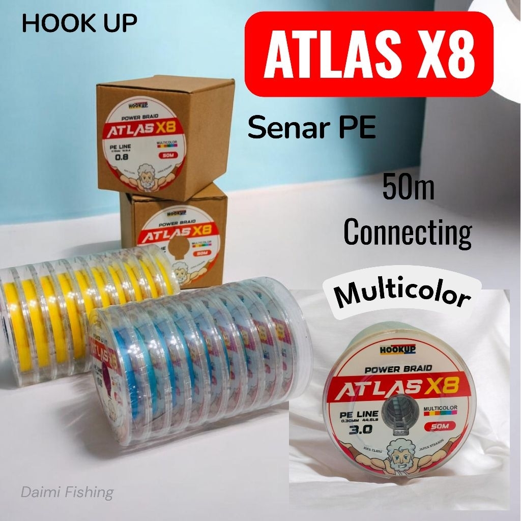 สายตกปลา Hookup หลากสี Atlas X8 50 เมตร