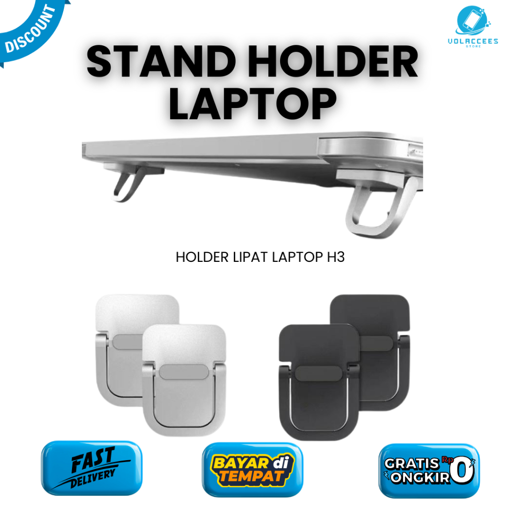 2PCS H3 LAPTOP/NOTEBOOK/MACBOOK STAND HOLDER FULL IRON PORTABLE UNIVERSAL FOLDABLE HEAT RESISTANT