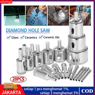 20/15/10PCS set mata bor kaca keramik granit marmer batu porselen diamond hss holesaw pelubang/mata bor keramik dan granit ori 1set 6mm - 30mm/6-50MM original