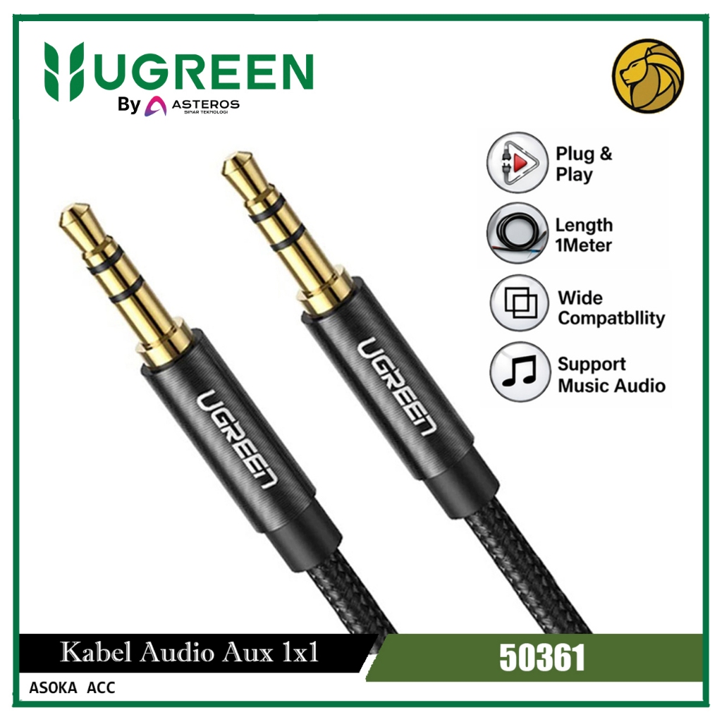 UGREEN 3.5 มม. Audio Male to Male Stereo TRRS 4 Polar Anti-Corrion Aux Cable สีดํา 50361