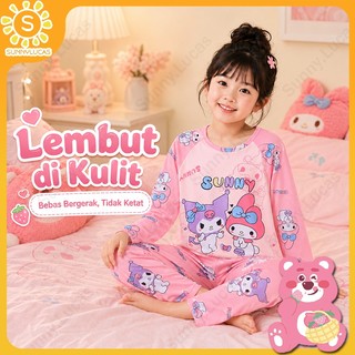 Sunny.Lucas Setelan Baju Tidur Lengan Panjang Untuk Anak Perempuan Laki Laki set Piyama Anak Print Kartun baju tidur anak perempuan