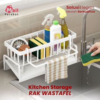 Mall Perabot | Rak Wastafel Tempat Sabun Cuci Piring Spons Rak Dapur Gantung Anti Karat Organizer Plastik