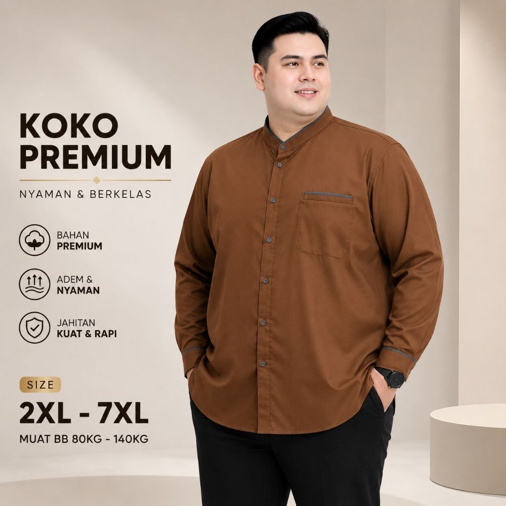 KEMEJA Alakam Koko Jumbo เสื้อเชิ้ตผู้ชายขนาดใหญ่ XXXL xxxxxl Oversize เสื้อผ้ามุสลิมผู้ชาย 7xl 5xl 