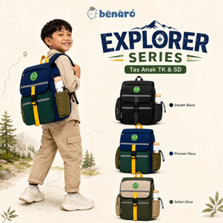 Benaro Explorer Tas Ransel Anak TK SD | Backpack Sekolah Ringan Bahan Nylon Crinkle Anti Air