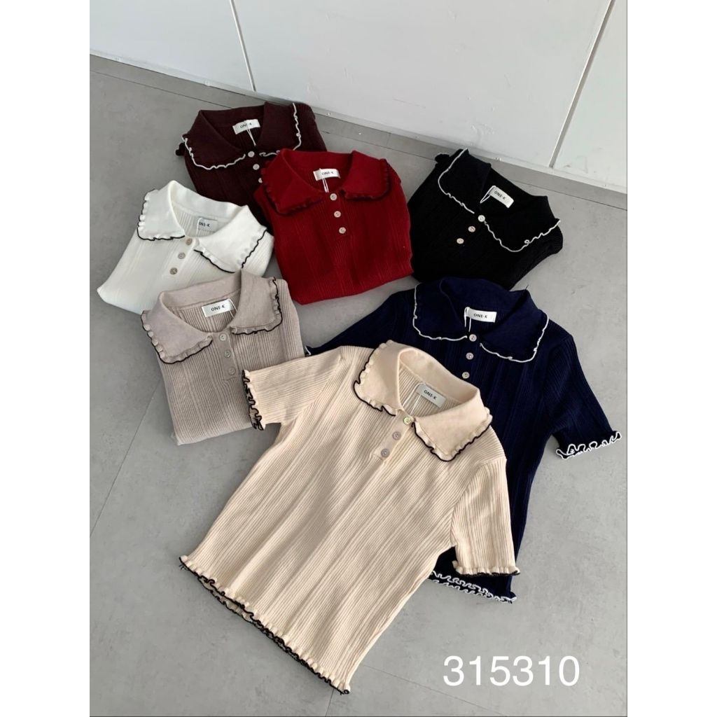 [LC] ONE-K 315310 CASUAL COLLAR KNIT TOP