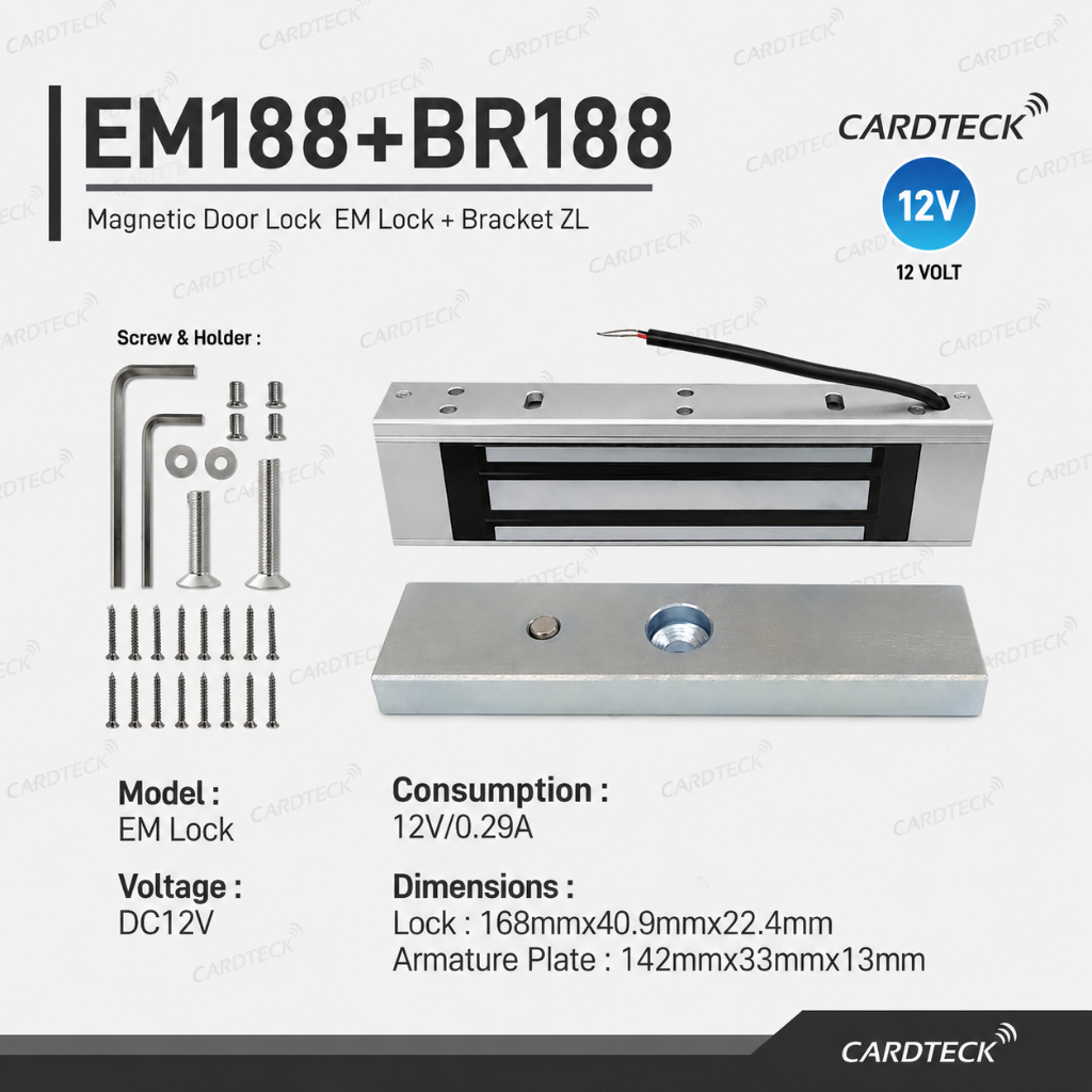 CARDTECK EM188 ล็อคแม่เหล็กไฟฟ้า 300lbs รวม LZ Bracket 12V EM ล็อคการควบคุมการเข้าถึง Budget