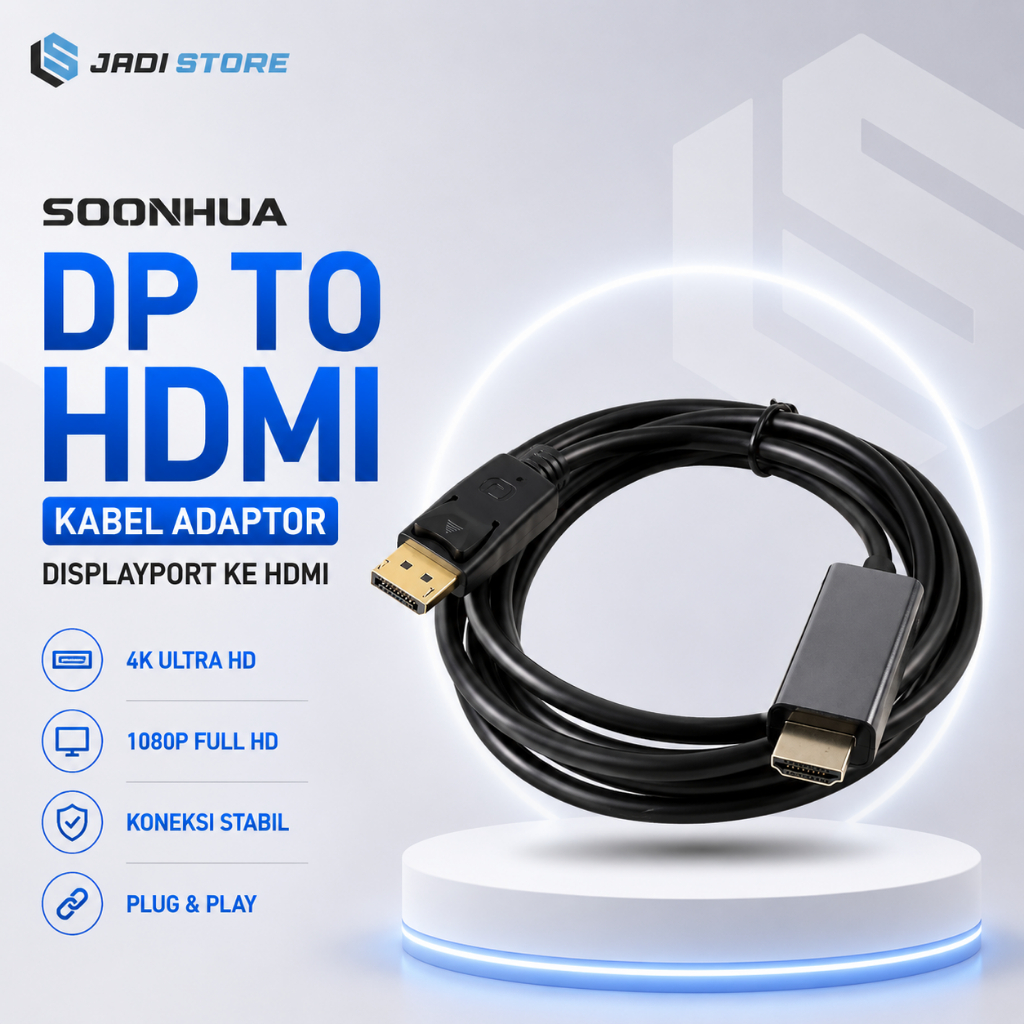 SOONHUA อะแดปเตอร์สายเคเบิลวิดีโอ DP DisplayPort to HDMI 4K - DP102 to HDMI Converter Adapter Displa