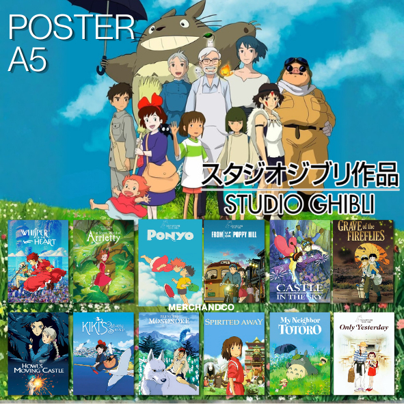 (12 ชิ้น) A5 GHIBLI MOVIE STUDIO POSTER / GHIBLI STUDIO FILM COLLECTION / AESTHETIC MINI POSTER / FA
