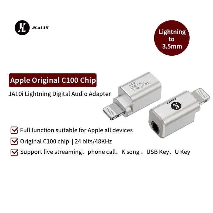 JCALLY JA10i Dongle DAC Lightning ถึง 3.5 มม. 24 บิต/48KHz