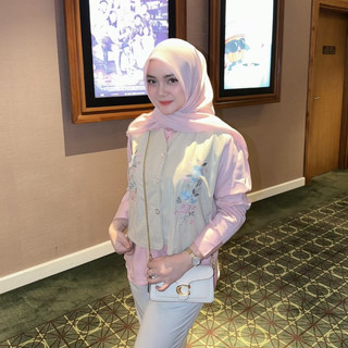 Syifa Blouse Kemeja Semi Vest Bordir Motif Bunga Korean Style Atasan Wanita