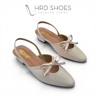 Heels Wanita MulesTali Pita Hak 3cm | Sandal Wanita Mules Hak 3cm Pita Tali Karet Belakang